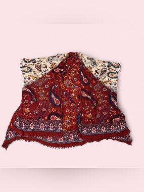American Eagle Outfitters Burgundy & Multi Floral Kimono